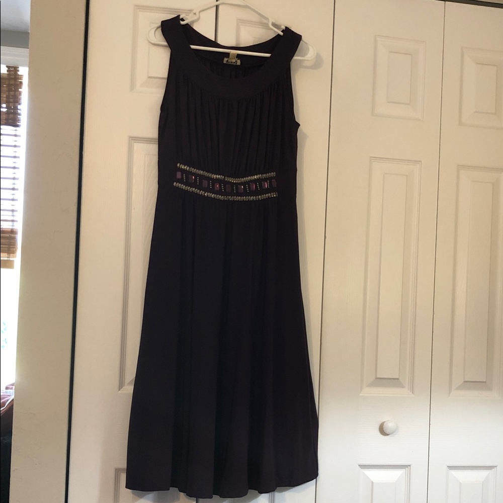 Haani Black Midi Dress with Embellished Waist